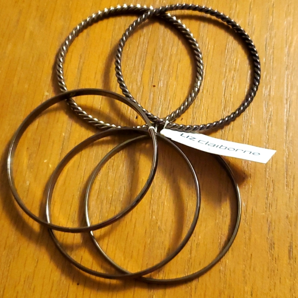 Liz Claiborne 5-piece burnished copper toned bangle bracelets